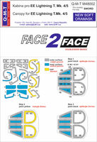 Face 2 Face Paint masks Canopy for BAC/EE Lightning T Mk.4/5 (for Sword kits)