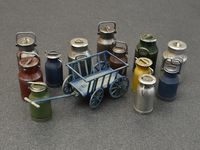 Milk Cans with Small Cart - Image 1